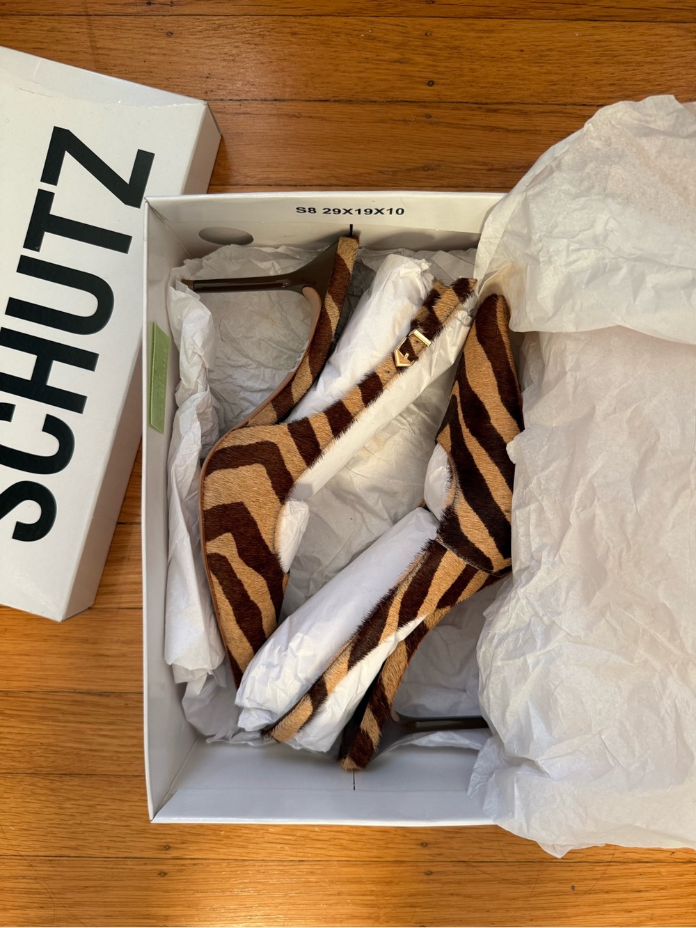 Schutz Paola Calf Hair Pump in Natural Zebra